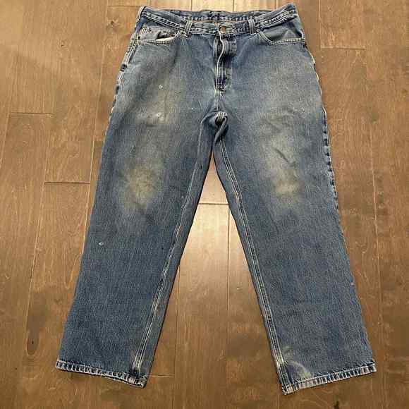 Carhartt Jeans Mens 36x30 Blue Baggy Relaxed Distressed Worn Workwear - Picture 3 of 16